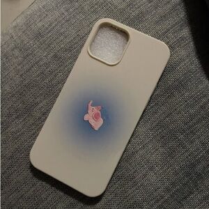 Cream Phone Case with Pink Elephant Design